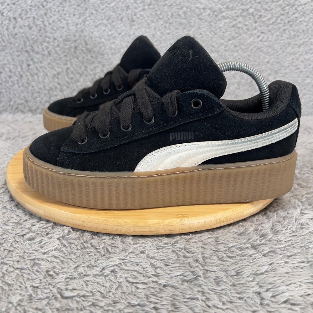 Puma Fenty Creeper Phatty Black White Gum Suede Platform Sneakers 399332-01 8.5W